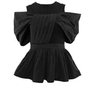 THEO The Label Aphrodite Bow Top Black | Small | Dramatic Off-Shoulder Statement
